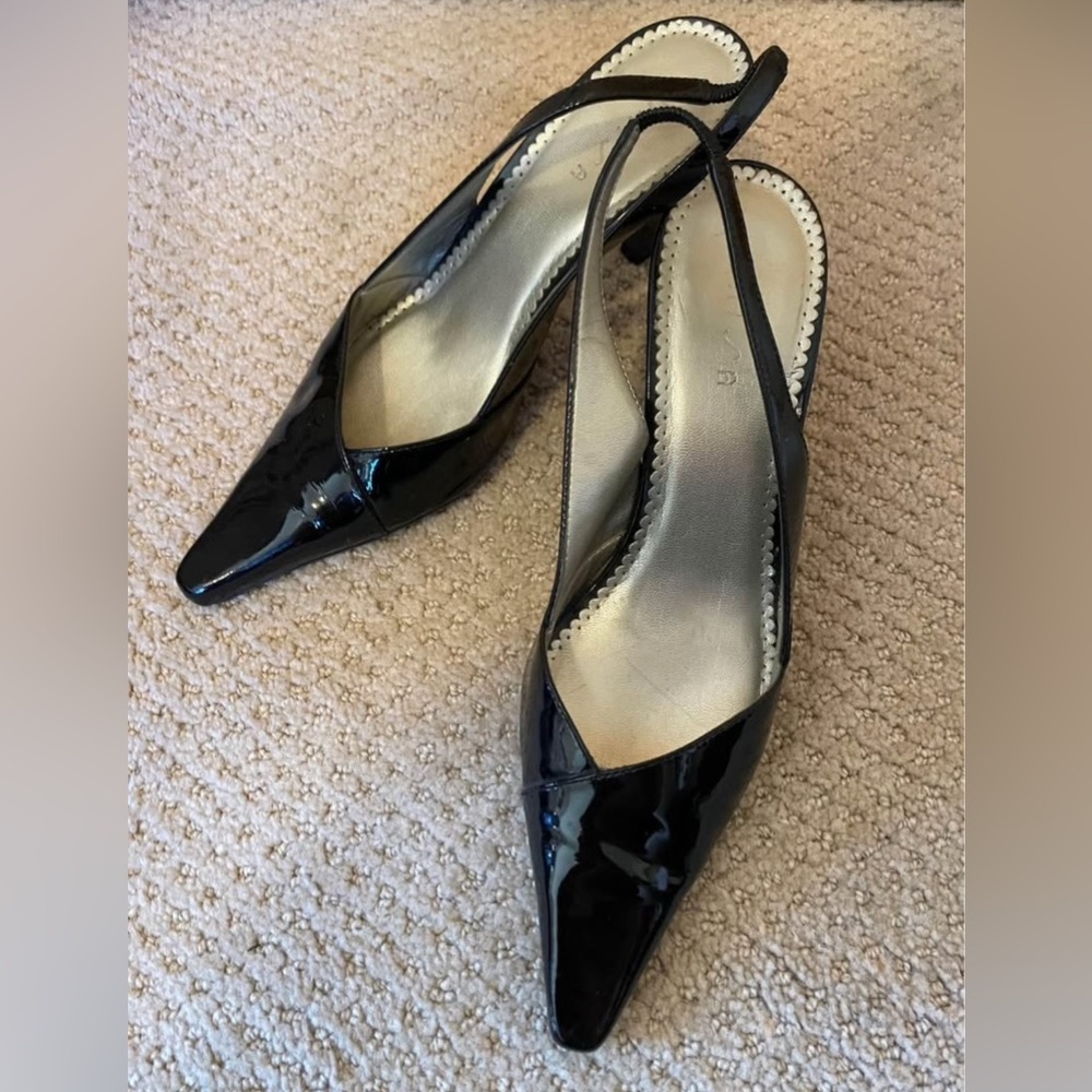 Classic Black Patent Leather Sling Back Shoe